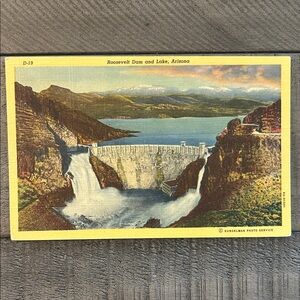 Vintage Roosevelt Dam Arizona Linen Postcard